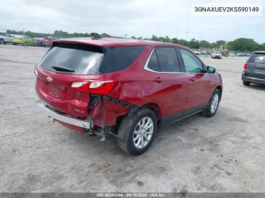 2019 Chevrolet Equinox Lt VIN: 3GNAXUEV2KS590149 Lot: 40354354