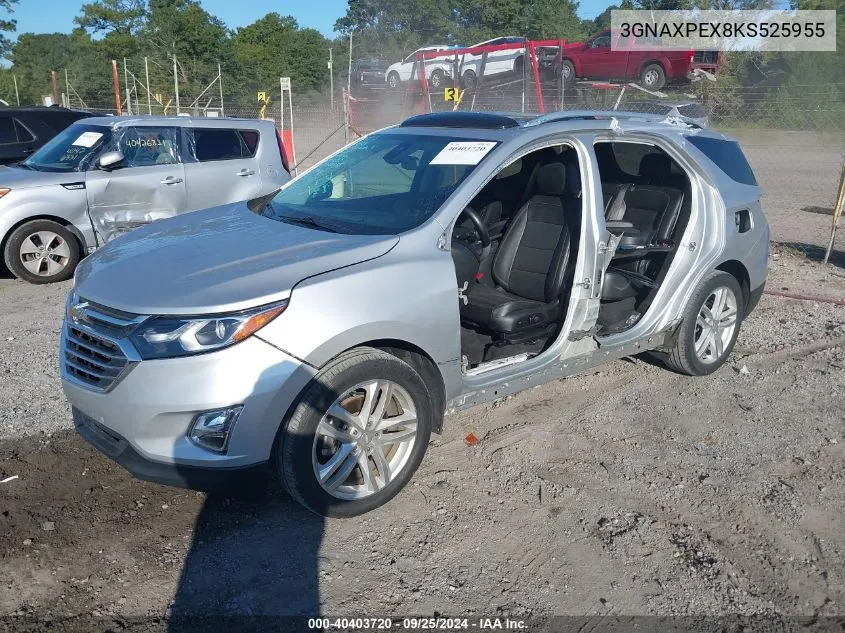 2019 Chevrolet Equinox Premier VIN: 3GNAXPEX8KS525955 Lot: 40403720