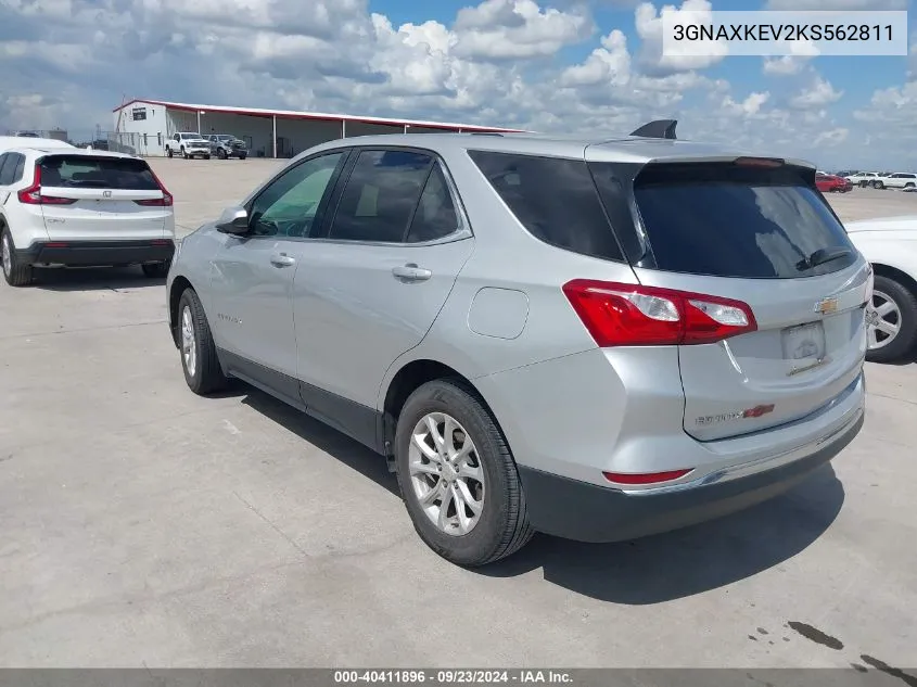 2019 Chevrolet Equinox Lt VIN: 3GNAXKEV2KS562811 Lot: 40411896