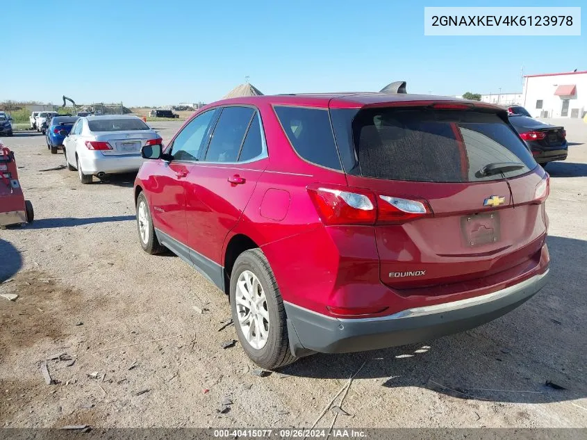 2019 Chevrolet Equinox Lt VIN: 2GNAXKEV4K6123978 Lot: 40415077