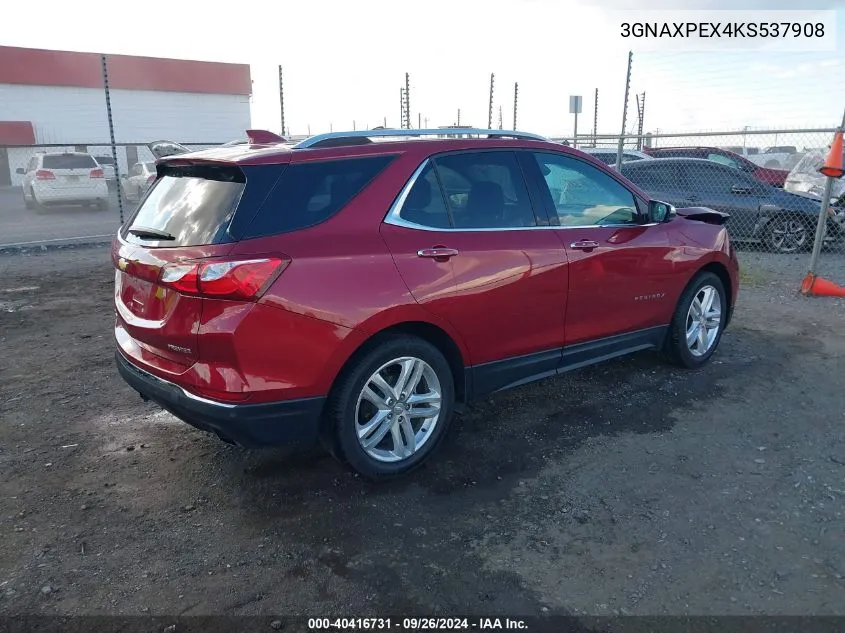 2019 Chevrolet Equinox Premier VIN: 3GNAXPEX4KS537908 Lot: 40416731