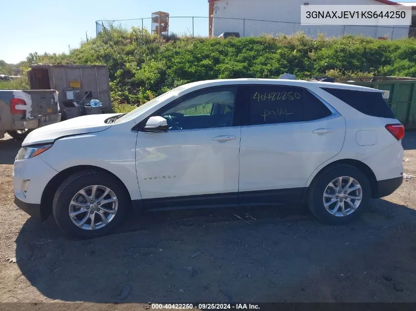 2019 Chevrolet Equinox Lt VIN: 3GNAXJEV1KS644250 Lot: 40422250