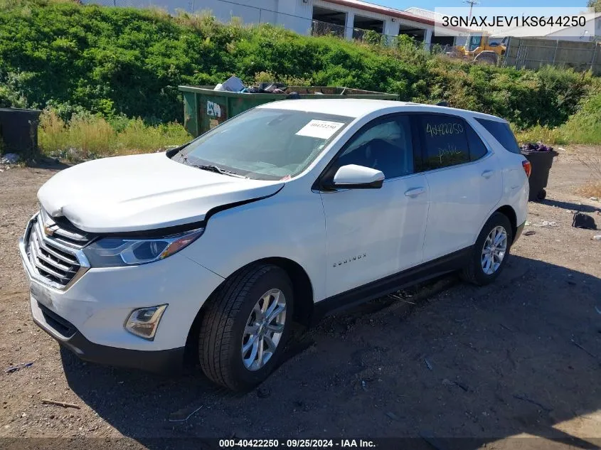 2019 Chevrolet Equinox Lt VIN: 3GNAXJEV1KS644250 Lot: 40422250