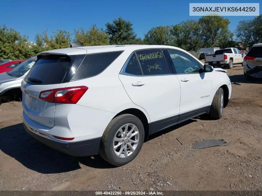 2019 Chevrolet Equinox Lt VIN: 3GNAXJEV1KS644250 Lot: 40422250