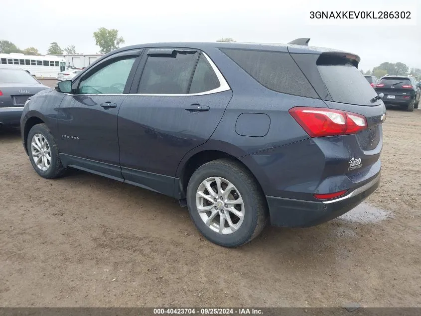 2019 Chevrolet Equinox Lt VIN: 3GNAXKEV0KL286302 Lot: 40423704