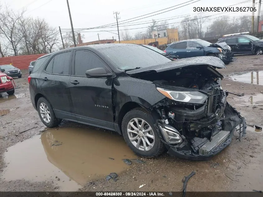 2019 Chevrolet Equinox Ls VIN: 3GNAXSEVXKL362706 Lot: 40424307