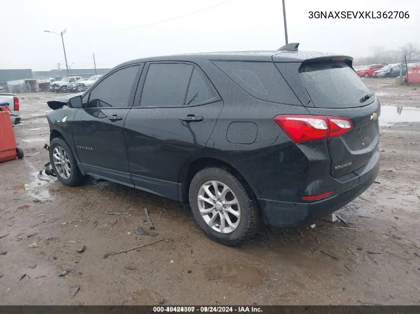 2019 Chevrolet Equinox Ls VIN: 3GNAXSEVXKL362706 Lot: 40424307