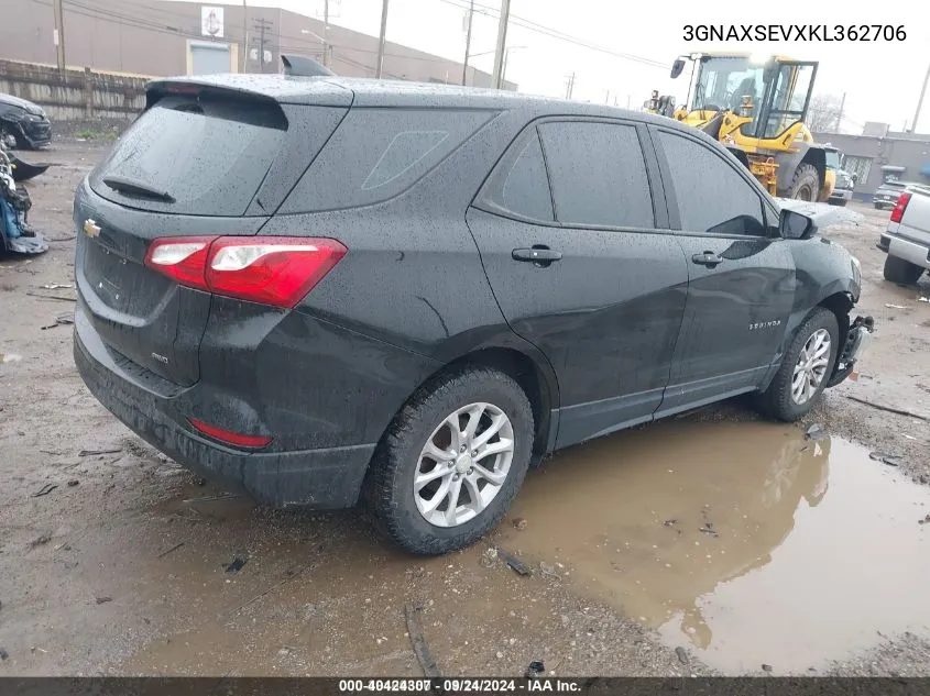 2019 Chevrolet Equinox Ls VIN: 3GNAXSEVXKL362706 Lot: 40424307