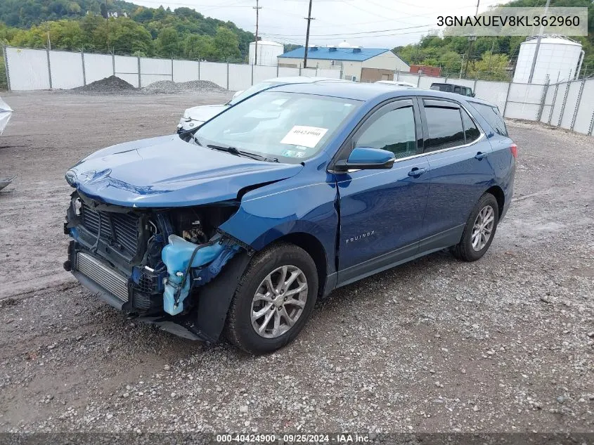 2019 Chevrolet Equinox Lt VIN: 3GNAXUEV8KL362960 Lot: 40424900