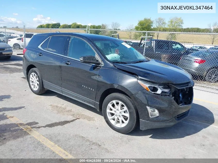 2019 Chevrolet Equinox Lt VIN: 3GNAXJEV0KL347464 Lot: 40428388