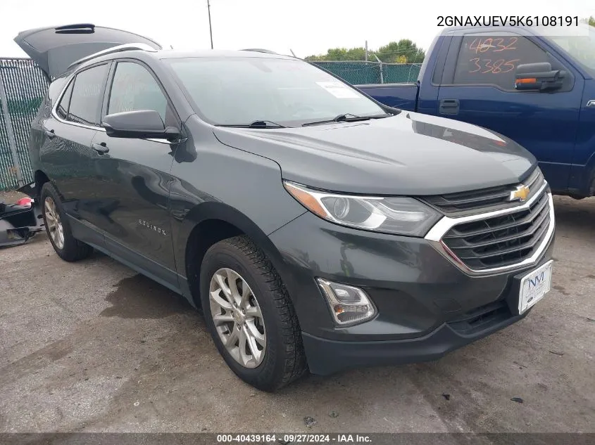 2019 Chevrolet Equinox Lt VIN: 2GNAXUEV5K6108191 Lot: 40439164