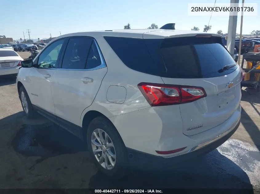 2019 Chevrolet Equinox Lt VIN: 2GNAXKEV6K6181736 Lot: 40442711