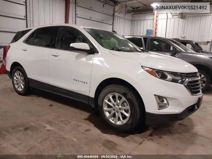 2019 Chevrolet Equinox Lt VIN: 3GNAXUEV0KS521492 Lot: 40448089