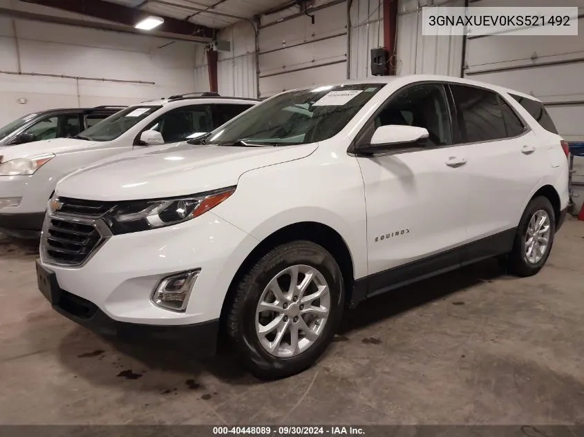 2019 Chevrolet Equinox Lt VIN: 3GNAXUEV0KS521492 Lot: 40448089