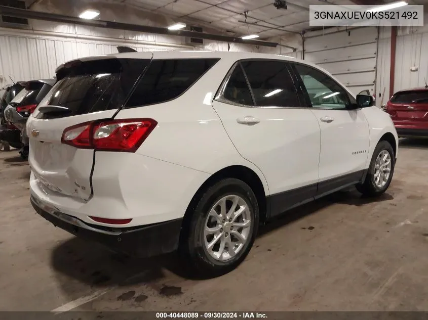 2019 Chevrolet Equinox Lt VIN: 3GNAXUEV0KS521492 Lot: 40448089