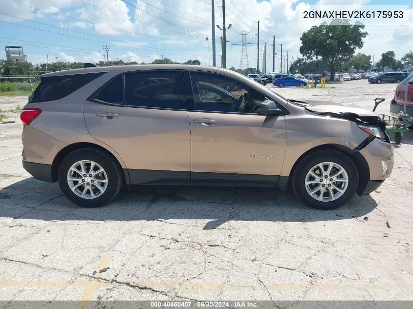 2019 Chevrolet Equinox Ls VIN: 2GNAXHEV2K6175953 Lot: 40450407