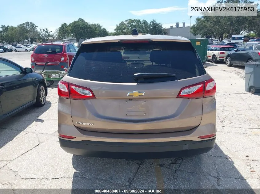 2019 Chevrolet Equinox Ls VIN: 2GNAXHEV2K6175953 Lot: 40450407