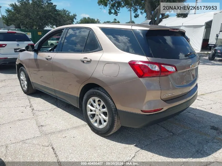 2019 Chevrolet Equinox Ls VIN: 2GNAXHEV2K6175953 Lot: 40450407