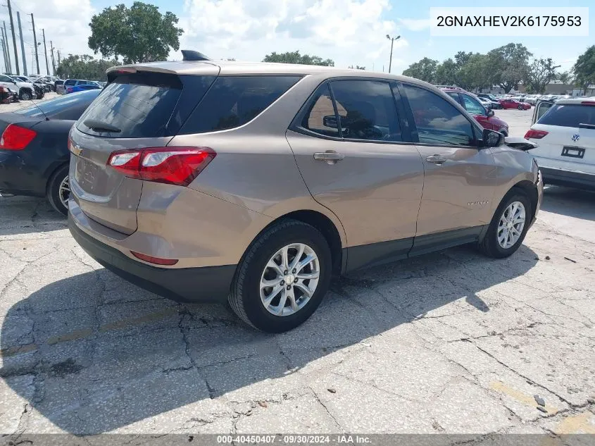 2019 Chevrolet Equinox Ls VIN: 2GNAXHEV2K6175953 Lot: 40450407