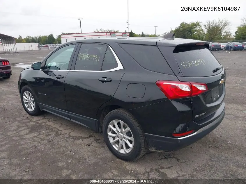 2019 Chevrolet Equinox Lt VIN: 2GNAXKEV9K6104987 Lot: 40450931