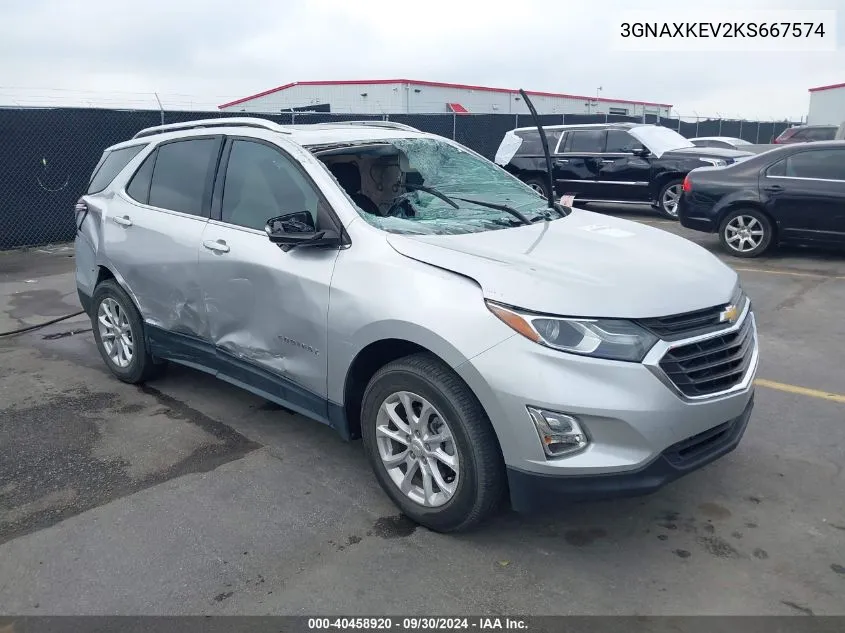 2019 Chevrolet Equinox Lt VIN: 3GNAXKEV2KS667574 Lot: 40458920