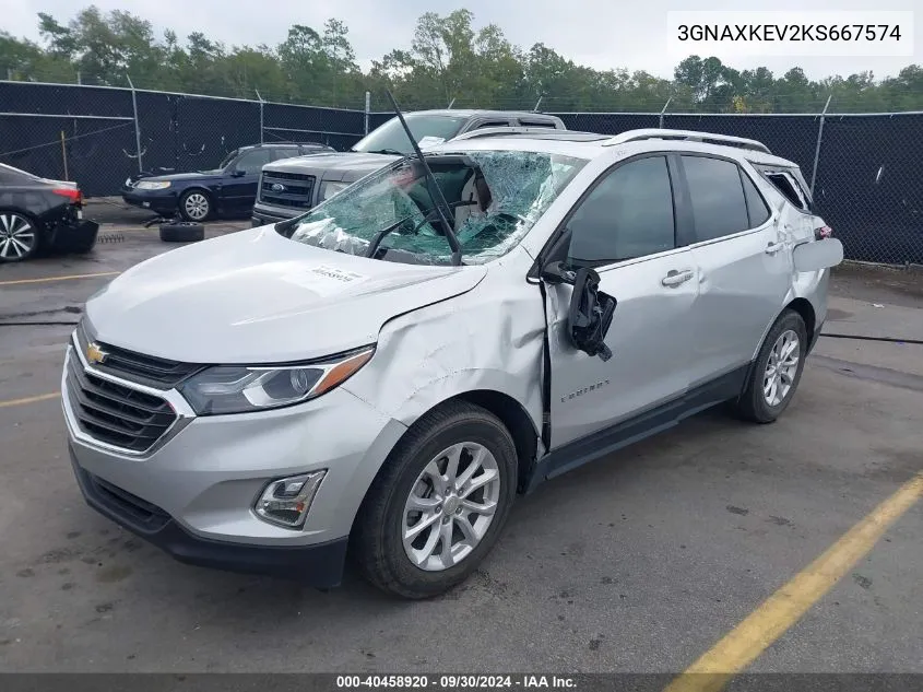 2019 Chevrolet Equinox Lt VIN: 3GNAXKEV2KS667574 Lot: 40458920