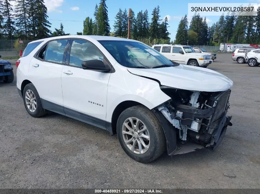 2019 Chevrolet Equinox Ls VIN: 3GNAXHEV0KL208587 Lot: 40459921