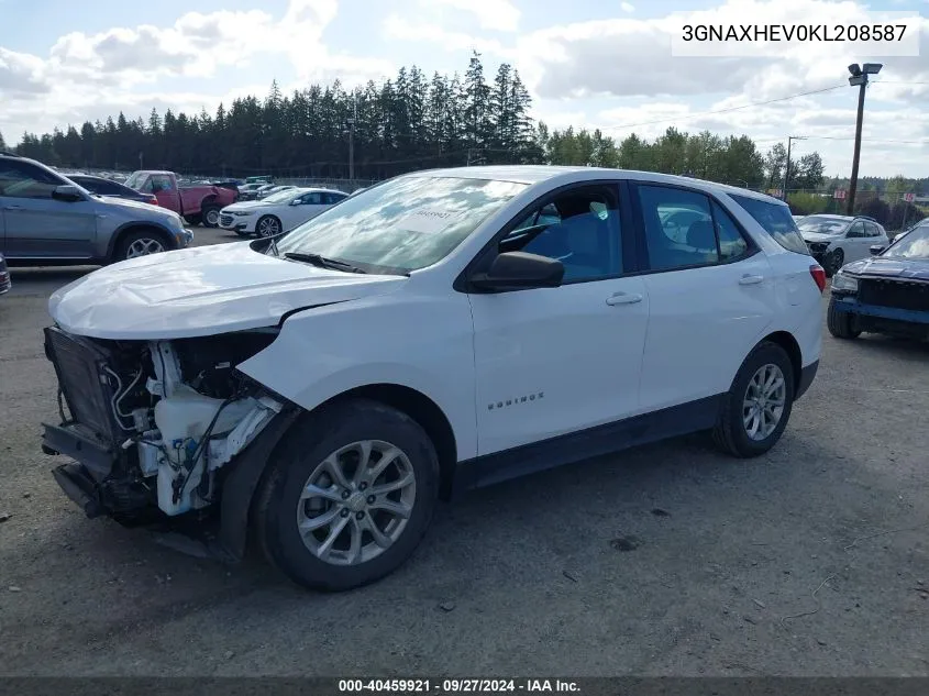 2019 Chevrolet Equinox Ls VIN: 3GNAXHEV0KL208587 Lot: 40459921