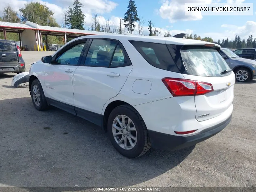 2019 Chevrolet Equinox Ls VIN: 3GNAXHEV0KL208587 Lot: 40459921