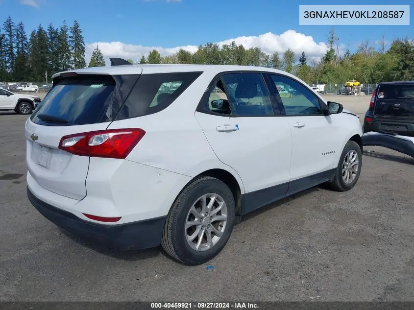 2019 Chevrolet Equinox Ls VIN: 3GNAXHEV0KL208587 Lot: 40459921