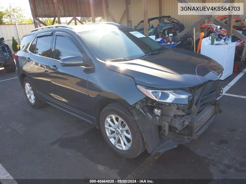 2019 Chevrolet Equinox Lt VIN: 3GNAXUEV4KS564703 Lot: 40464020