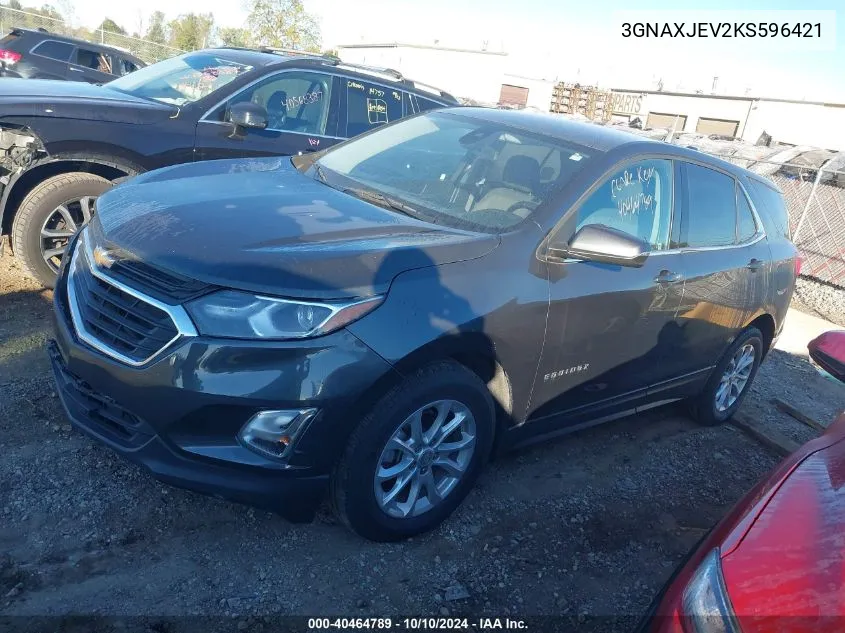 2019 Chevrolet Equinox Lt VIN: 3GNAXJEV2KS596421 Lot: 40464789