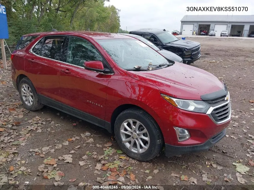 3GNAXKEV8KS551070 2019 Chevrolet Equinox Lt