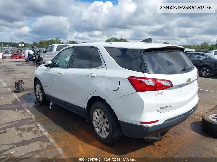 2019 Chevrolet Equinox Lt VIN: 2GNAXJEV5K6151976 Lot: 40467540