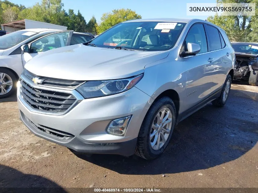 2019 Chevrolet Equinox Lt VIN: 3GNAXKEV9KS569755 Lot: 40468974