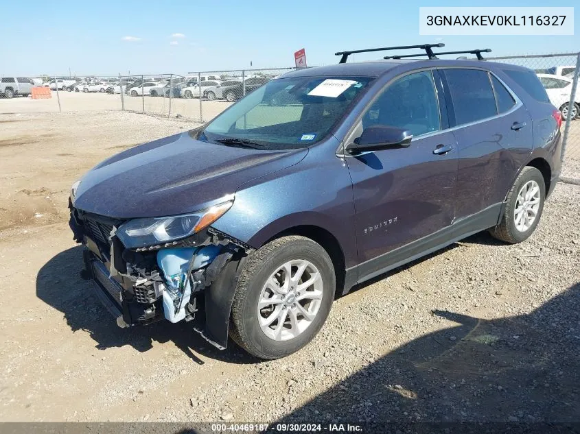 2019 Chevrolet Equinox Lt VIN: 3GNAXKEV0KL116327 Lot: 40469187