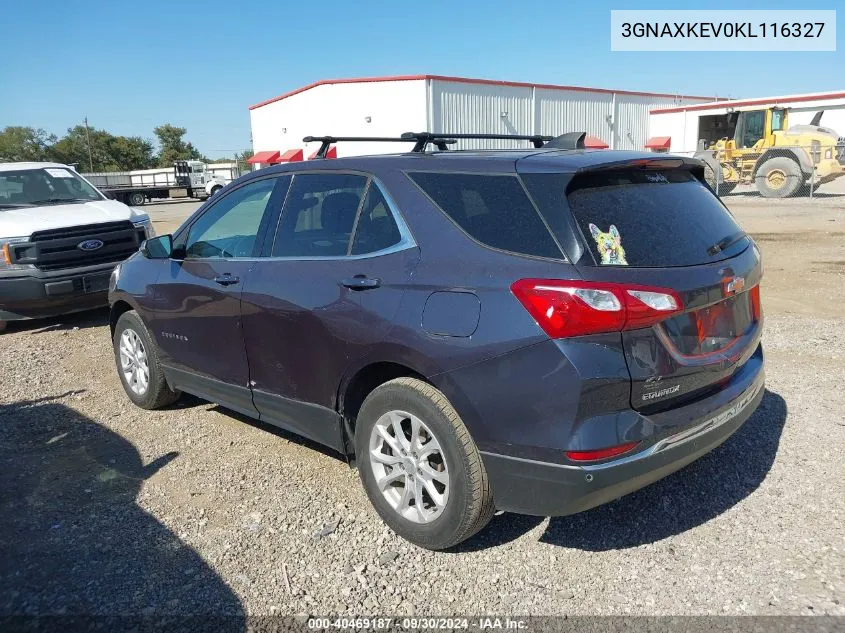 2019 Chevrolet Equinox Lt VIN: 3GNAXKEV0KL116327 Lot: 40469187