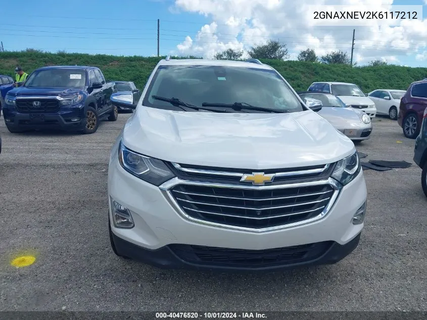 2019 Chevrolet Equinox Premier VIN: 2GNAXNEV2K6117212 Lot: 40476520