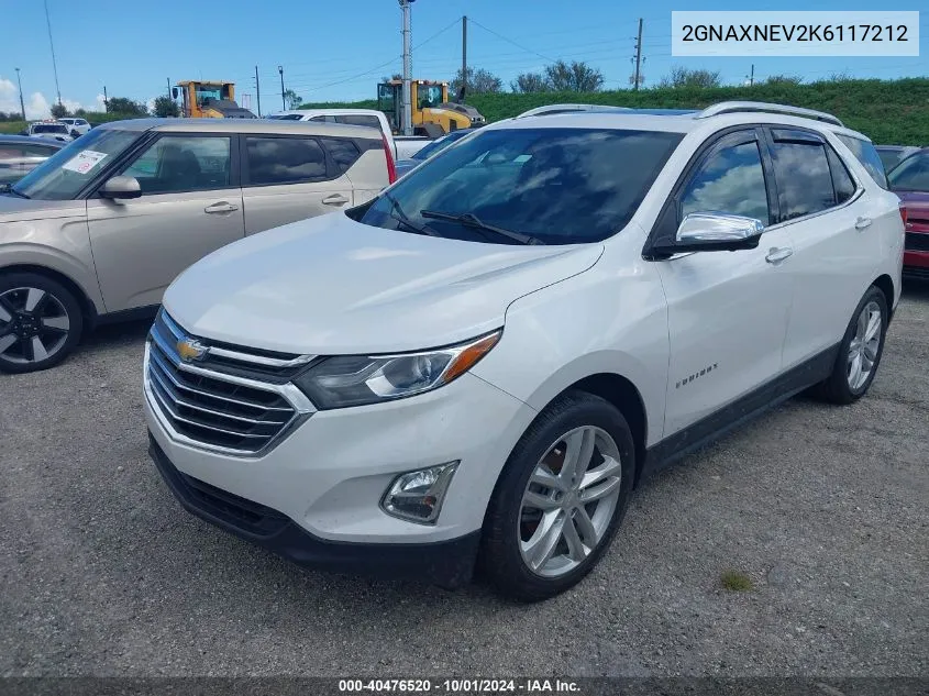 2019 Chevrolet Equinox Premier VIN: 2GNAXNEV2K6117212 Lot: 40476520