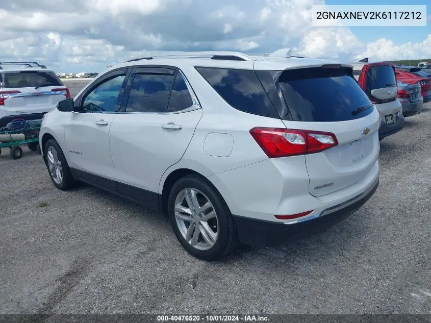 2019 Chevrolet Equinox Premier VIN: 2GNAXNEV2K6117212 Lot: 40476520