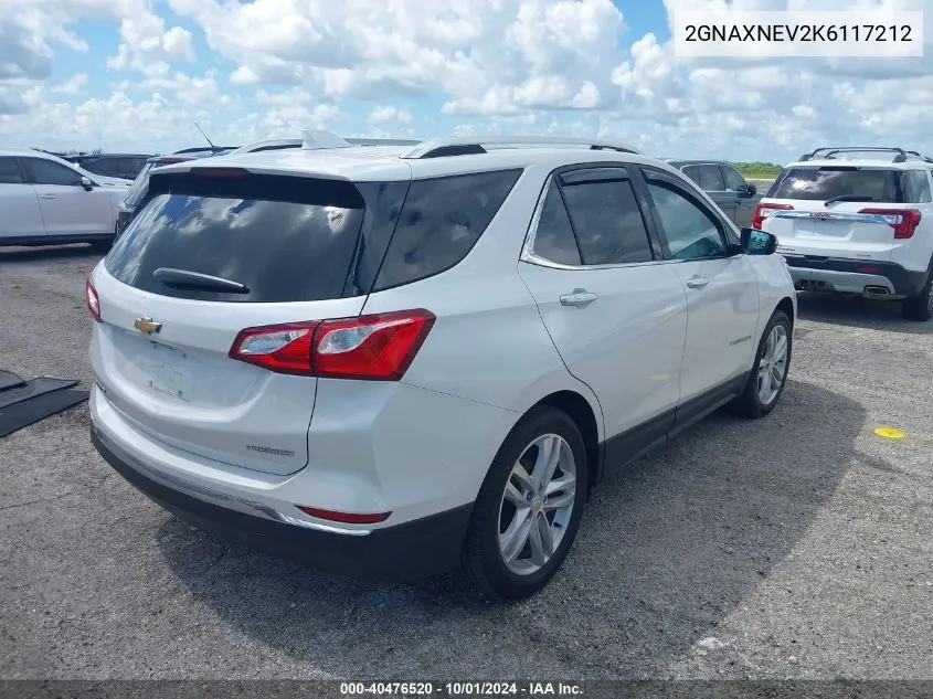 2019 Chevrolet Equinox Premier VIN: 2GNAXNEV2K6117212 Lot: 40476520