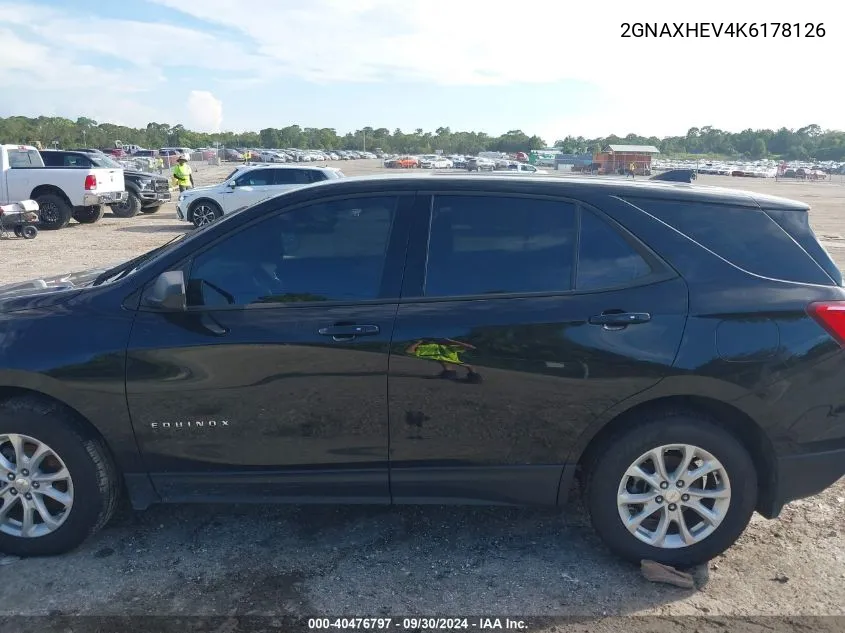 2019 Chevrolet Equinox Ls VIN: 2GNAXHEV4K6178126 Lot: 40476797