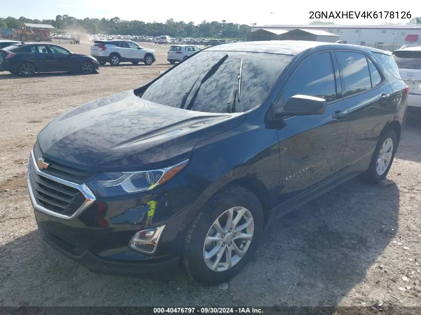 2019 Chevrolet Equinox Ls VIN: 2GNAXHEV4K6178126 Lot: 40476797