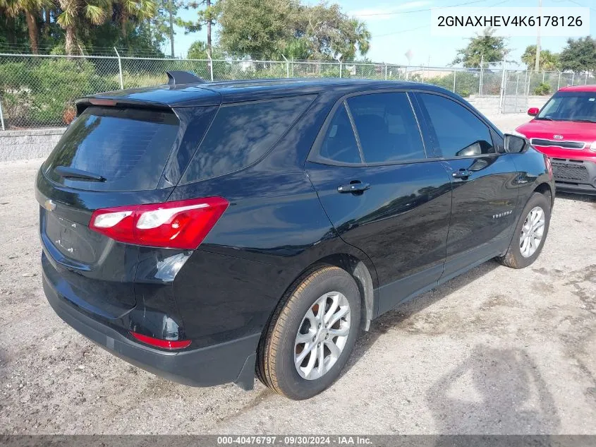 2019 Chevrolet Equinox Ls VIN: 2GNAXHEV4K6178126 Lot: 40476797