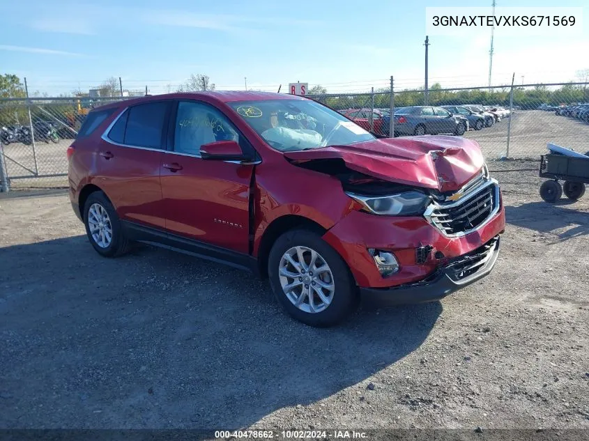 2019 Chevrolet Equinox Lt VIN: 3GNAXTEVXKS671569 Lot: 40478662