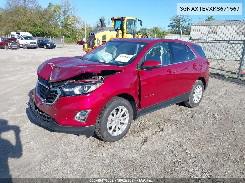 2019 Chevrolet Equinox Lt VIN: 3GNAXTEVXKS671569 Lot: 40478662