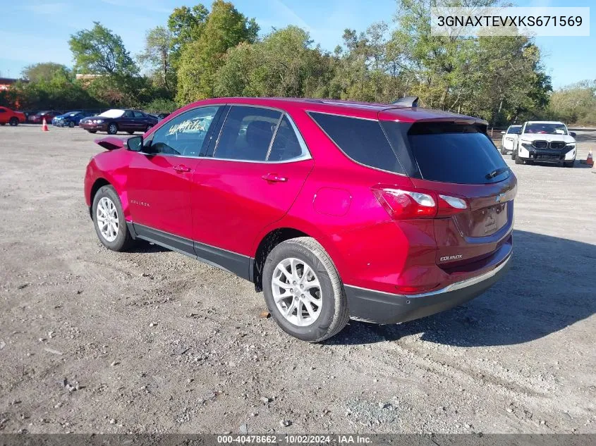 2019 Chevrolet Equinox Lt VIN: 3GNAXTEVXKS671569 Lot: 40478662