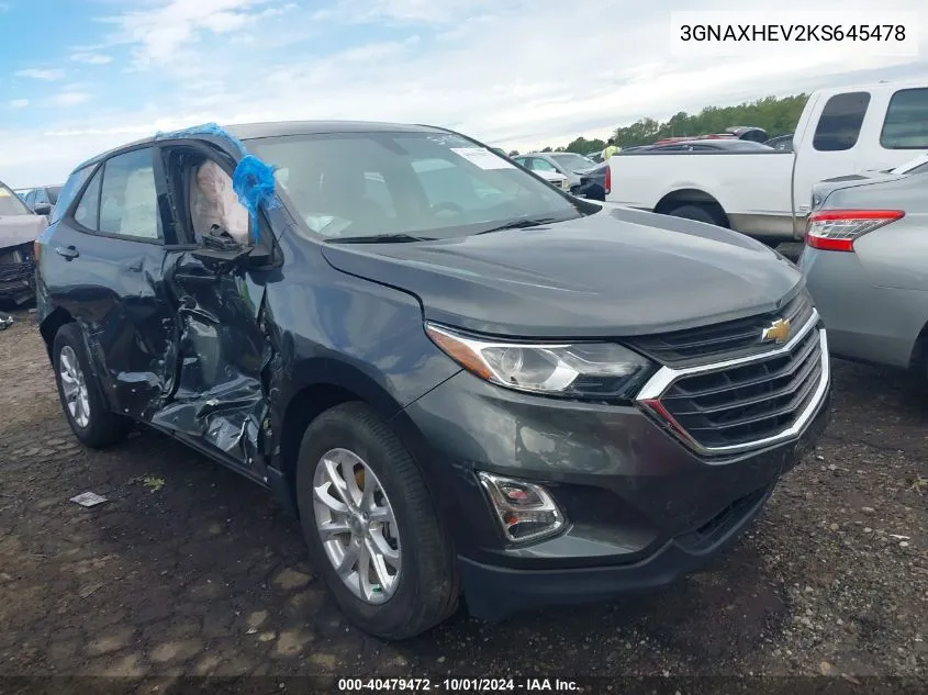 2019 Chevrolet Equinox Ls VIN: 3GNAXHEV2KS645478 Lot: 40479472