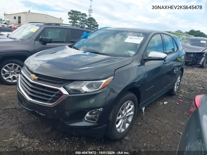 2019 Chevrolet Equinox Ls VIN: 3GNAXHEV2KS645478 Lot: 40479472