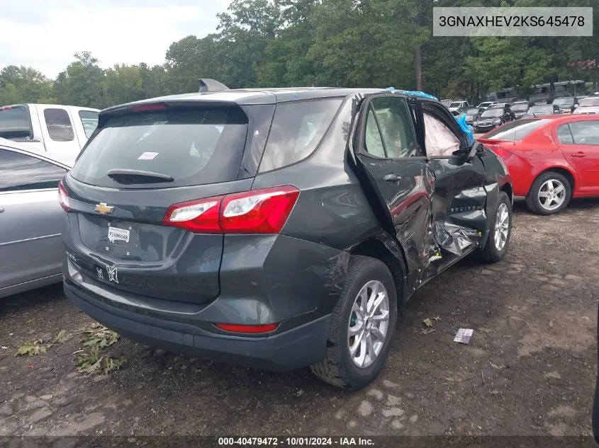 2019 Chevrolet Equinox Ls VIN: 3GNAXHEV2KS645478 Lot: 40479472